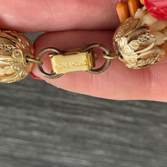 Hong Kong Signed Beige Brown Tan Tones Matching Necklace Clip‎ On Earring Set - Picture 3 of 7